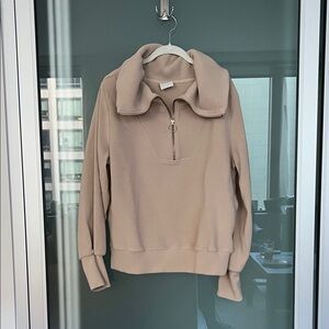 Varley Taupe Zip Sweatshirt